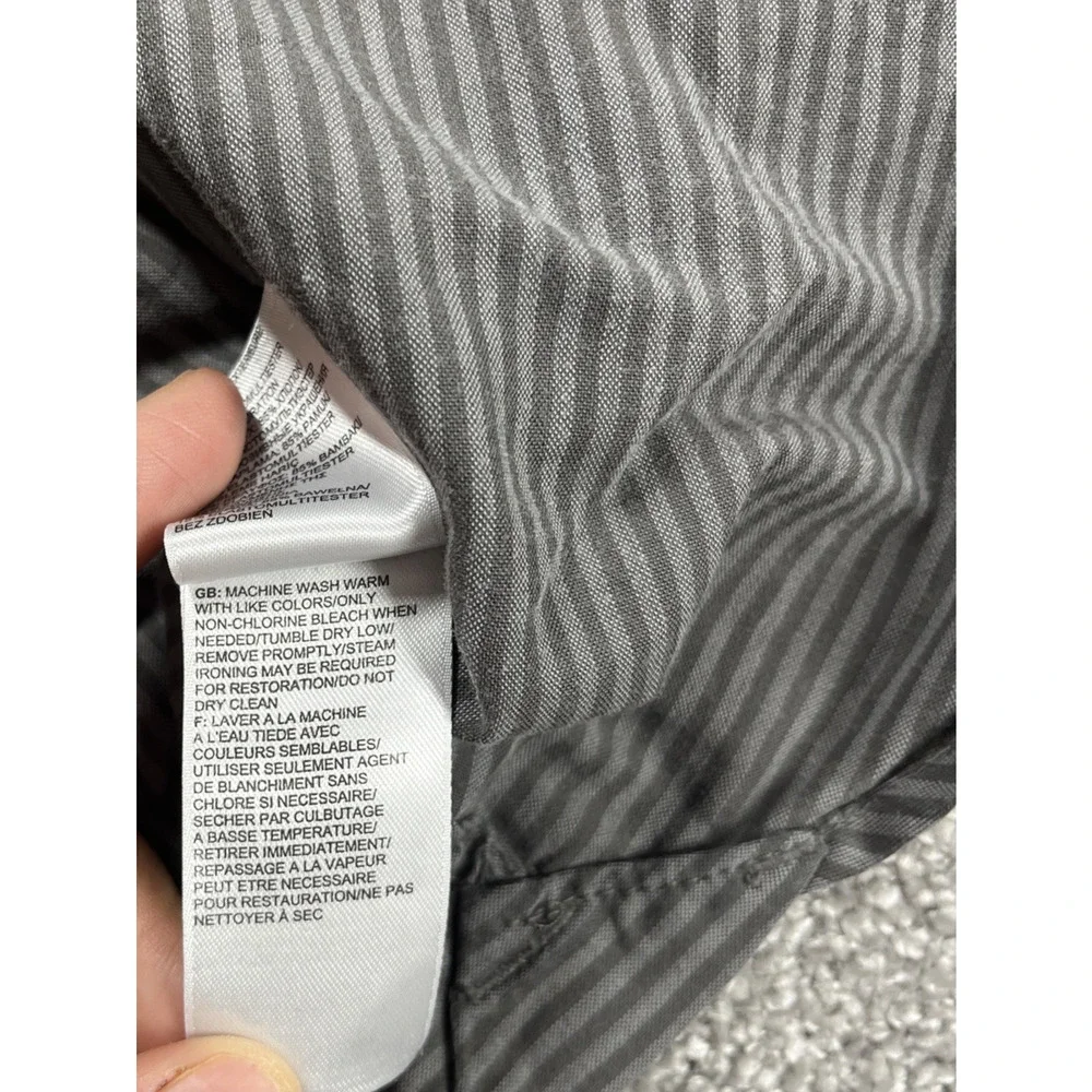 North Face Button Down Shirt Mens Medium Stripe Long‎ Sleeve Outdoors Gray